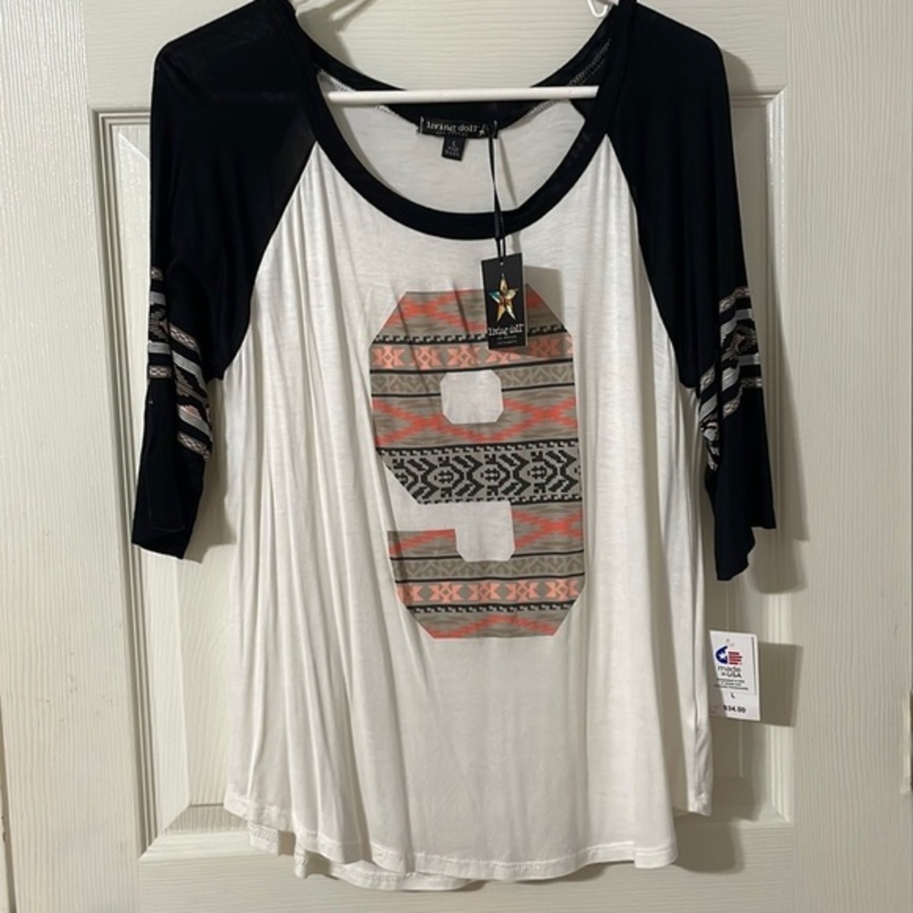 Living Doll No 9 Aztec printed top L